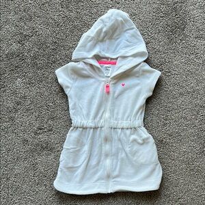 Carter's Cozy Terrycloth White Swim Coverup with Pink Accents